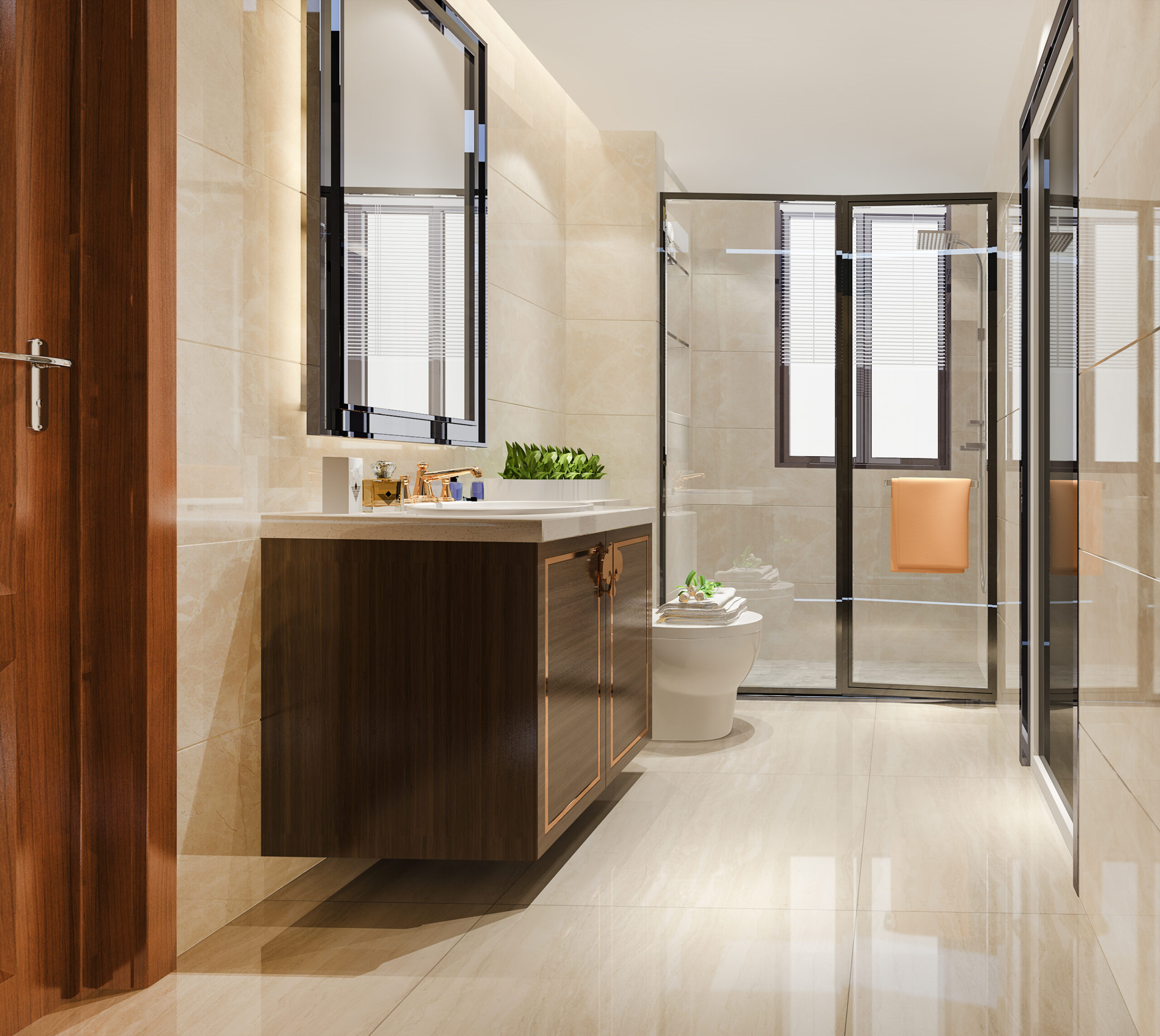 3d rendering modern wood and stone white bathroom Loft Conversion